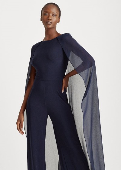 Jumpsuits Ralph Lauren Mujer Azul Marino - Georgette-Cape - DFIJV7194